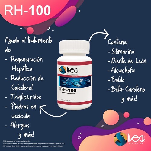 RH-100 Ives México Silimarina Diente de león Alcachofa Boldo 60 Cáps.
