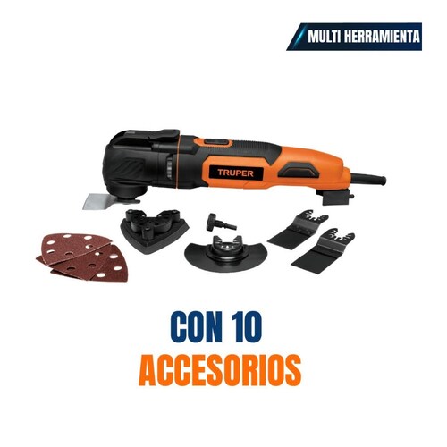 Multi herramienta profesional Oscilatoria de 350 W con 10 accesorios y maleta cortar raspar y lijar 