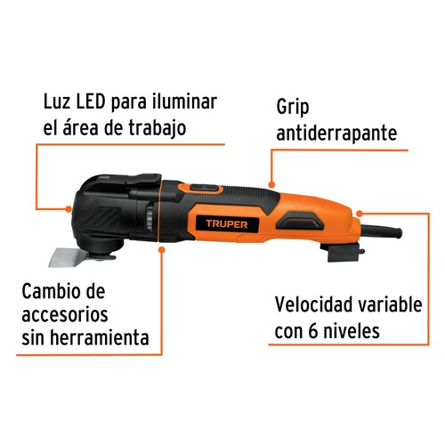 Multi herramienta profesional Oscilatoria de 350 W con 10 accesorios y maleta cortar raspar y lijar 