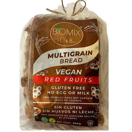 Pan Multigranos Certificado Sin Gluten, Lácteos Ni Huevo con Frutos Rojos 860 Gr Vegano, F.D.A Keto Friendly