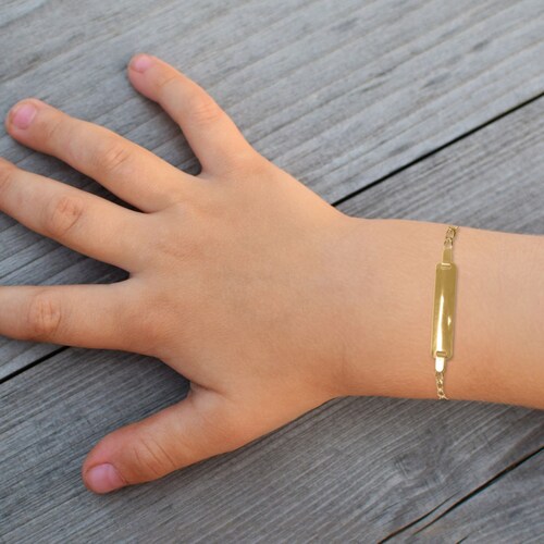 Pulsera Figaro Esclava Oro 10k Niño Italiano 14cm - 5.6mm.