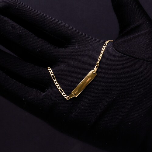 Pulsera Figaro Esclava Oro 10k Niño Italiano 14cm - 5.6mm.