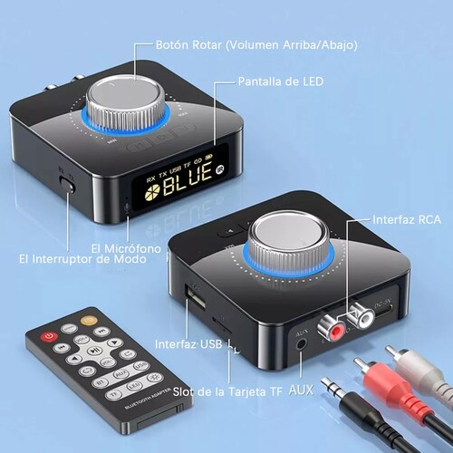 Bluetooth Transmisor/receptor Audio Estéreo 2 En 1 Adaptador