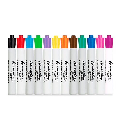 Marcadores Sharpie Acuacolor 12 pzas Punta cincel Base Agua