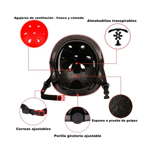 Kit Casco Protección Juvenil Rodilleras +muñequeras+ Coderas