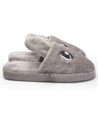 Erizo - Pantuflas de Dama / Mujer Lisas - Diseño Bordado de Conejo y Orejas 3D