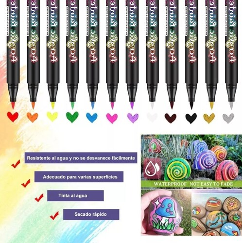 Marcadores Punta Plumones Pincel Acrílica Pincel 24 Colors.