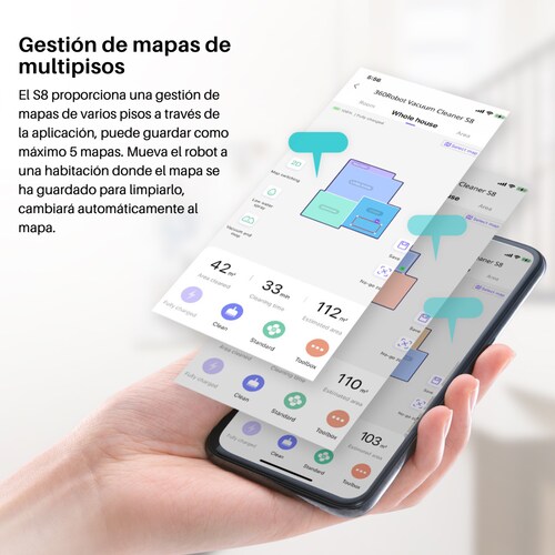 Robot Aspiradora Inteligente S8 Barre, Trapea y Autocarga - Alexa y Google