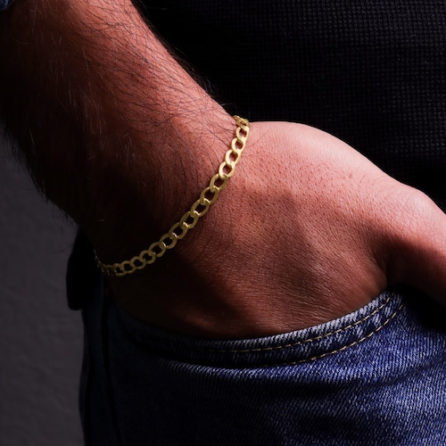 Pulsera Barbada Esclava Oro 10k Italiano 18cm - 4.8mm Italy.