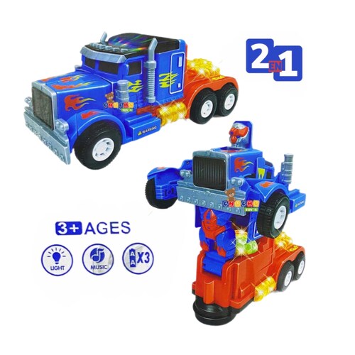 Trailer Transformer Robot Con Luz Sonido Movimiento 2en1