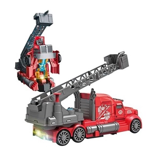 Robot Transformer Camion Bombero Lanza Agua Luz Sonido
