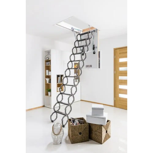 FAKRO Escalera de Ático Fabricada en Acero, Estilo LST Tijera.