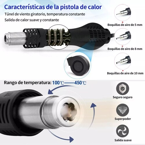 Estación De Soldadura 2 En 1 Pistola De Aire Y Cautín