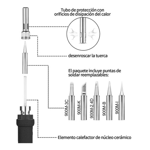 Kit De Soldadura Con Puntas Y Soporte