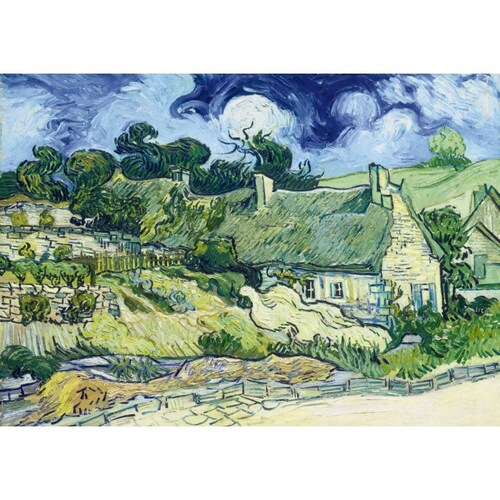 Rompecabezas Thatched Cottages Cordeville Van Gogh Bluebird