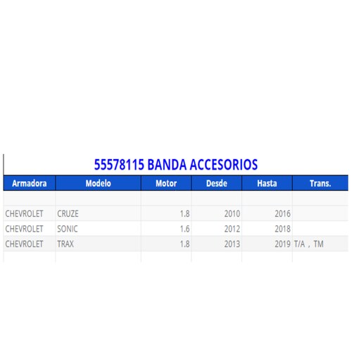 Banda accesorios acdelco original para Cruze 2010-2016 Sonic2012-2018 Trax 2013-2019