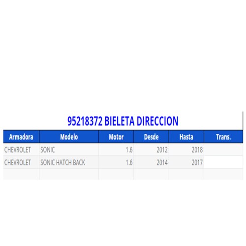 Bieleta dirección acdelco original para Sonic 2012-2018Sonic Hatch Back 2014-2017