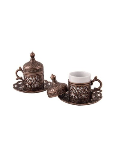 Kit Cafe + Pocillo + Taza Turca Arabe De Turquia Cafetera 