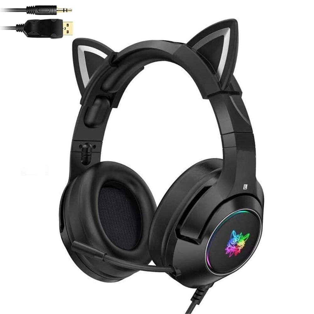 Aud fonos gamer al mbricos Gadgets Fun con orejas de gato RGB