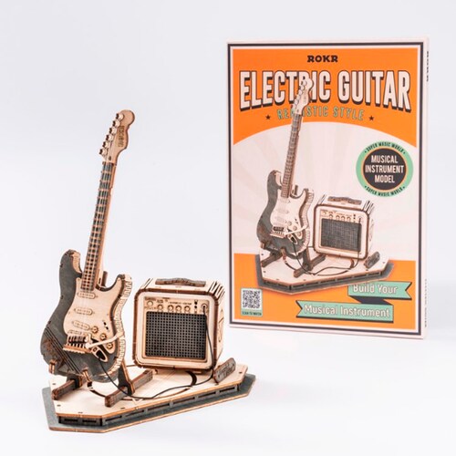 Rompecabezas Guitarra Eléctrica Armar Bloques Madera Robotime .