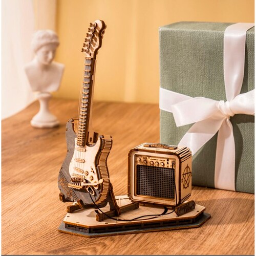 Rompecabezas Guitarra Eléctrica Armar Bloques Madera Robotime .