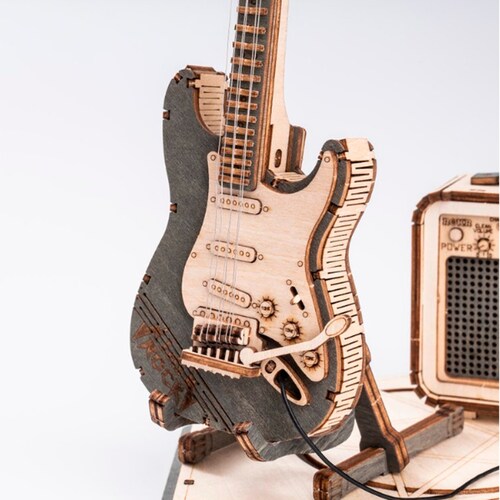 Rompecabezas Guitarra Eléctrica Armar Bloques Madera Robotime .