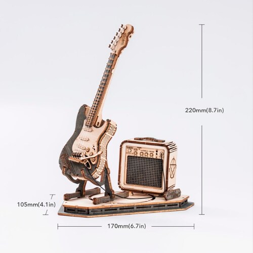 Rompecabezas Guitarra Eléctrica Armar Bloques Madera Robotime .