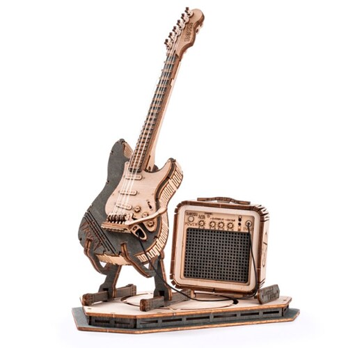 Rompecabezas Guitarra Eléctrica Armar Bloques Madera Robotime .