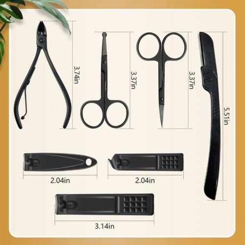 Manicura Y Pedicura Set  30 Piezas Negro con Rojo