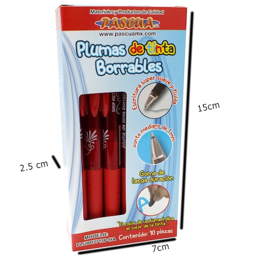 10 Plumas de tinta borrables boligrafo retráctiles, color azul negro rojo, Bolígrafos borrables Frixion Punta 0.7mm
