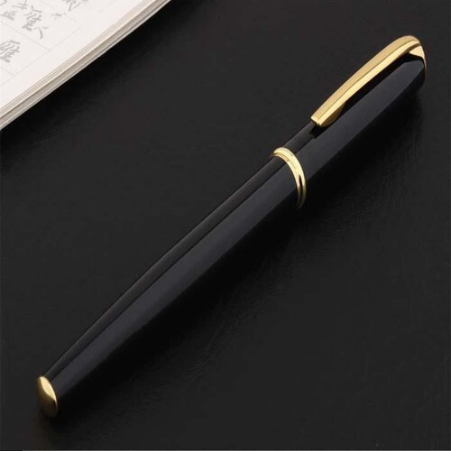 Plumas Tipo Fuente Elegante MXBWY-005-2 1pza 0,5mm Punta NegroDorado 1 Tinta Azul Marino Acero Inoxidable Para Cartucho SmallCartri 3,4mm, BlackWhite