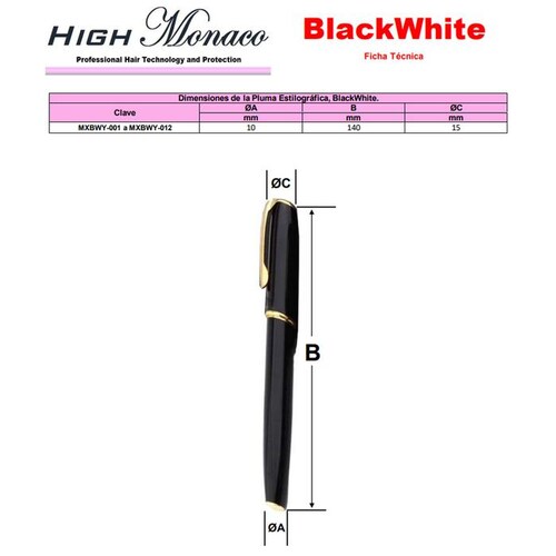 Plumas Tipo Fuente Elegante MXBWY-005-2 1pza 0,5mm Punta NegroDorado 1 Tinta Azul Marino Acero Inoxidable Para Cartucho SmallCartri 3,4mm, BlackWhite