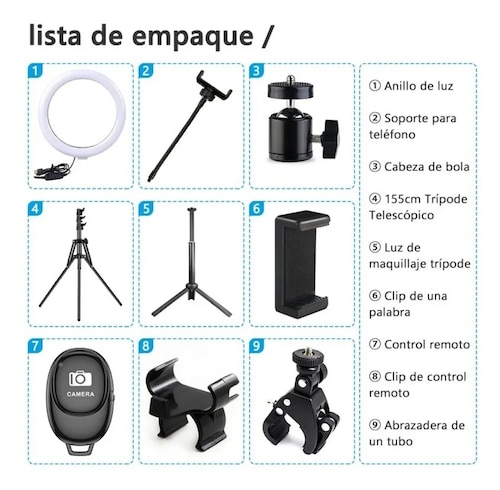 Aro De Luz Axnen Maquillaje Led Con Remoto Tripie Foto Video.