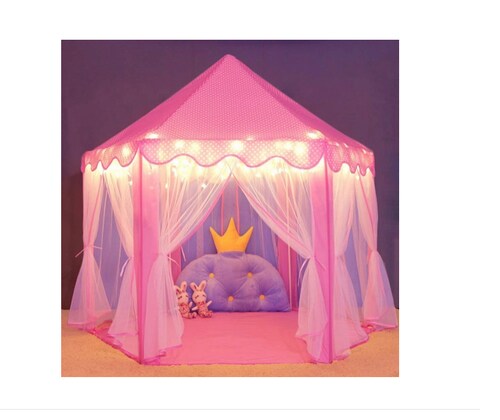 Tienda Castillo De Princesa Con Bandera Y Luz Rosa 