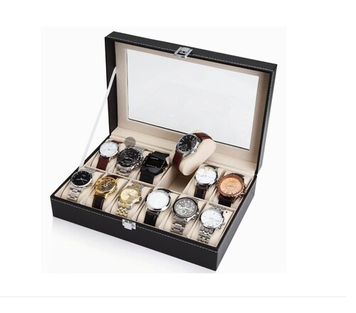 Estuche Organizador De Relojes Y Joyas Con 12 Espacios