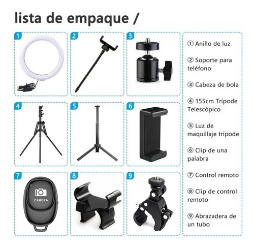 Aro De Luz Axnen Maquillaje Led Con Remoto Tripie Foto Video.