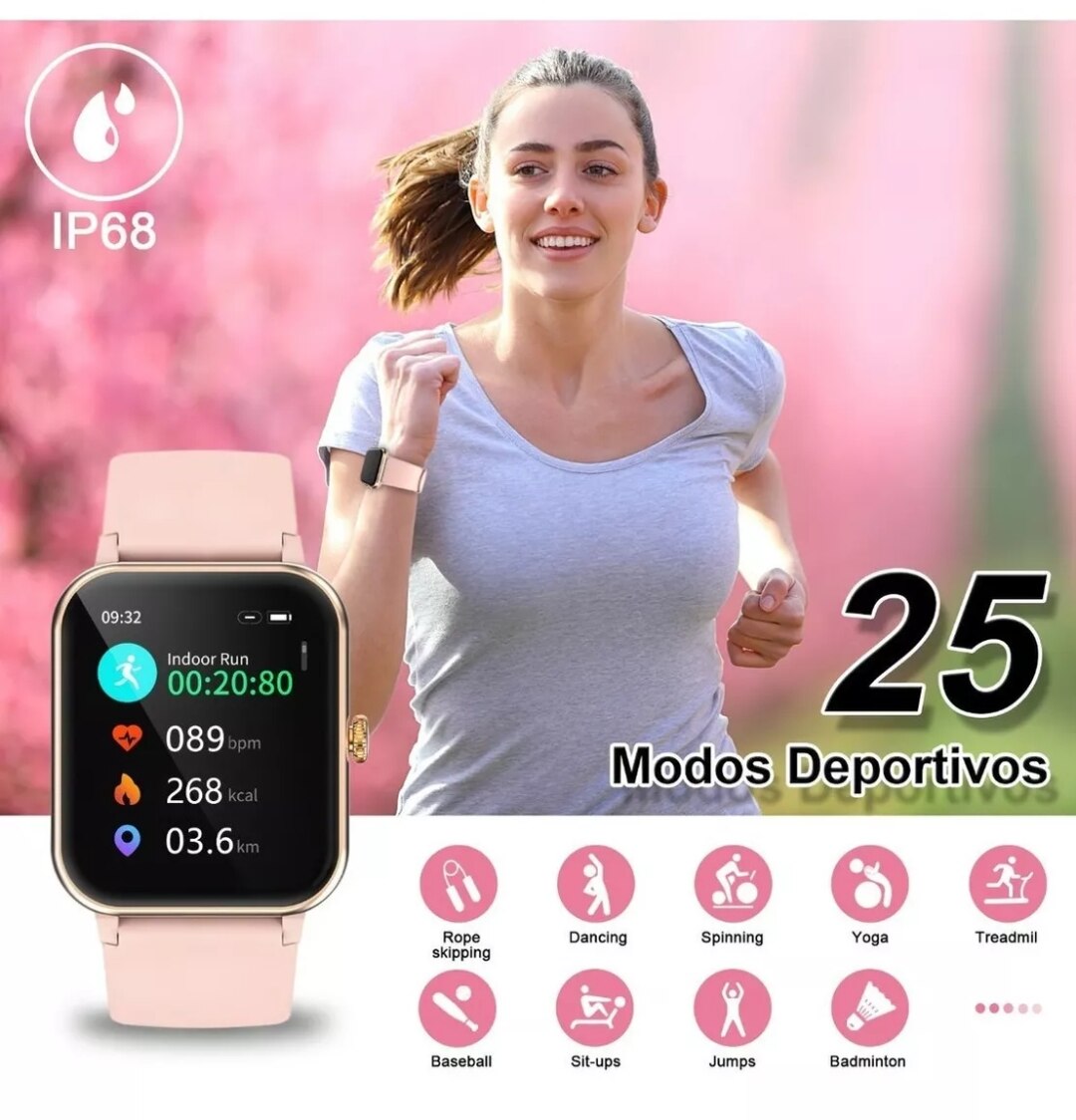 1.69 Reloj Smart Watch Mujer Con Temperatura Pulsera Doble