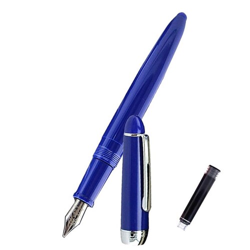 Bolígrafo Tipo Fuente Profesional MXBPL-009-2 1pza 0,5mm Punta Azul 1 Tinta Roja Acero Inoxidable Para Cartucho SmallCartri 3,4mm, BluePearl