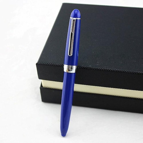 Bolígrafo Tipo Fuente Profesional MXBPL-009-2 1pza 0,5mm Punta Azul 1 Tinta Roja Acero Inoxidable Para Cartucho SmallCartri 3,4mm, BluePearl
