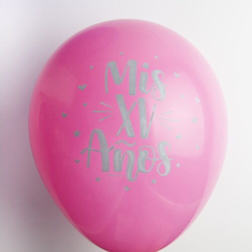 Globo Impreso Mis XV Años 12 Pz Rosa/Morado No 9/10 Selanusa