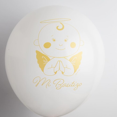 Globo Impreso Mi Bautizo 12 Piezas Blanco No 9/10 Selanusa