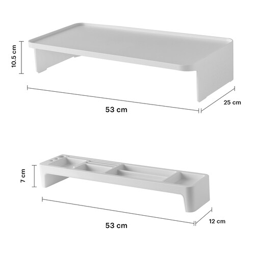 Set Organizador De Escritorio Stand Minimalista Para Monitor Blanco 