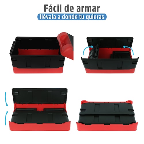 AGBOX Caja Almacenamiento Plegable Organizador Con Tapa 41 Litros Rojo con Negro AG-CAPLERN.
