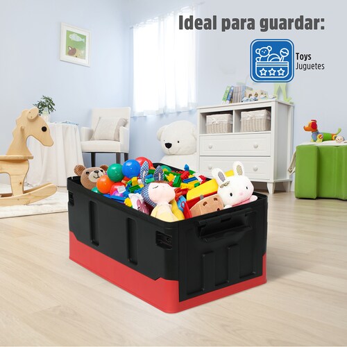 AGBOX Caja Almacenamiento Plegable Organizador Con Tapa 41 Litros Rojo con Negro AG-CAPLERN.