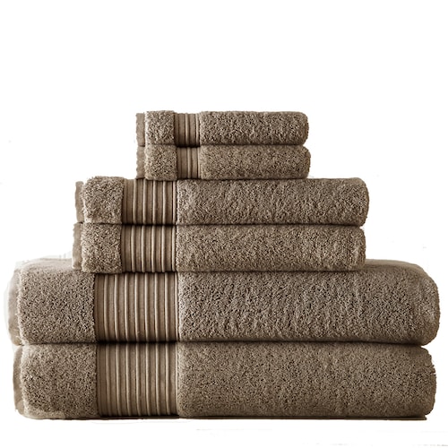 Juego De Toallas Sólidas 100% Algodón Turco 6Pz, Taupe