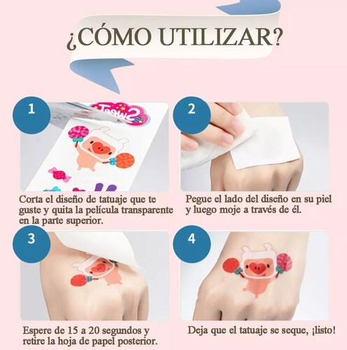 Tatuajes de Fantasía Temporales Hada Sirena Princesa Niños 12pz