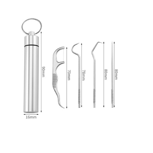 Juego de palillos dientes acero inoxidable reutilizables limpiador portátil limpieza Oral metálico