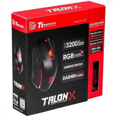 Kit Mouse y MousePad Thermaltake TALON X Alambrico Optico USB Gamer MO-CPC-WDOOBK-01