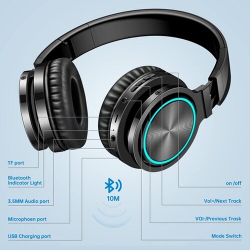 Audifonos Diadema Bluetooth Inalámbricos Color Negro