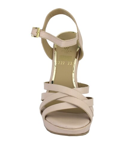 Zapatillas QUEEN Elegantes con Plataforma Media Tiras Cruzadas En Nude